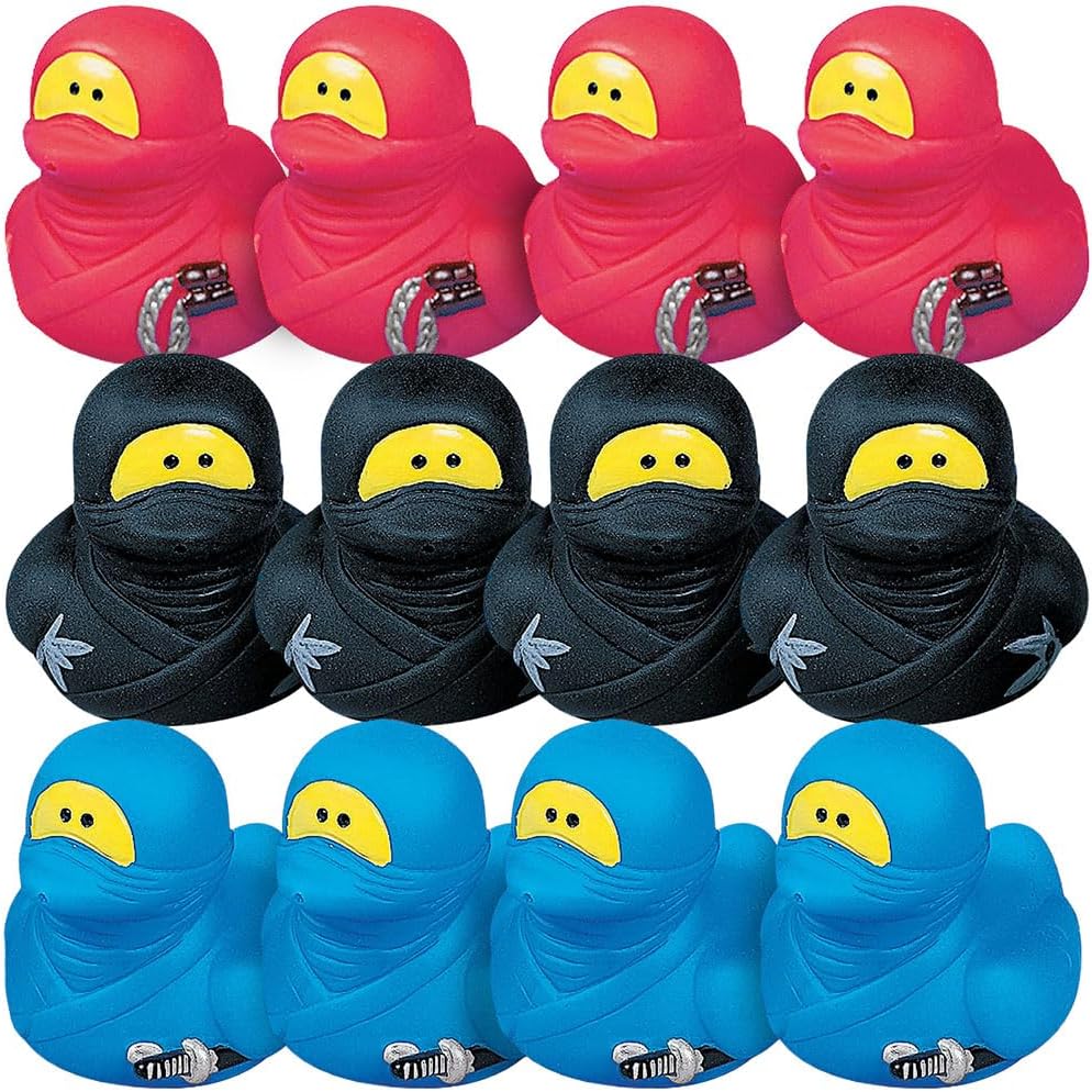 Ninja Rubber Ducks, Duckies, 12 Pieces, Birthday Parties, Karate School, Treasure Chest Supplies