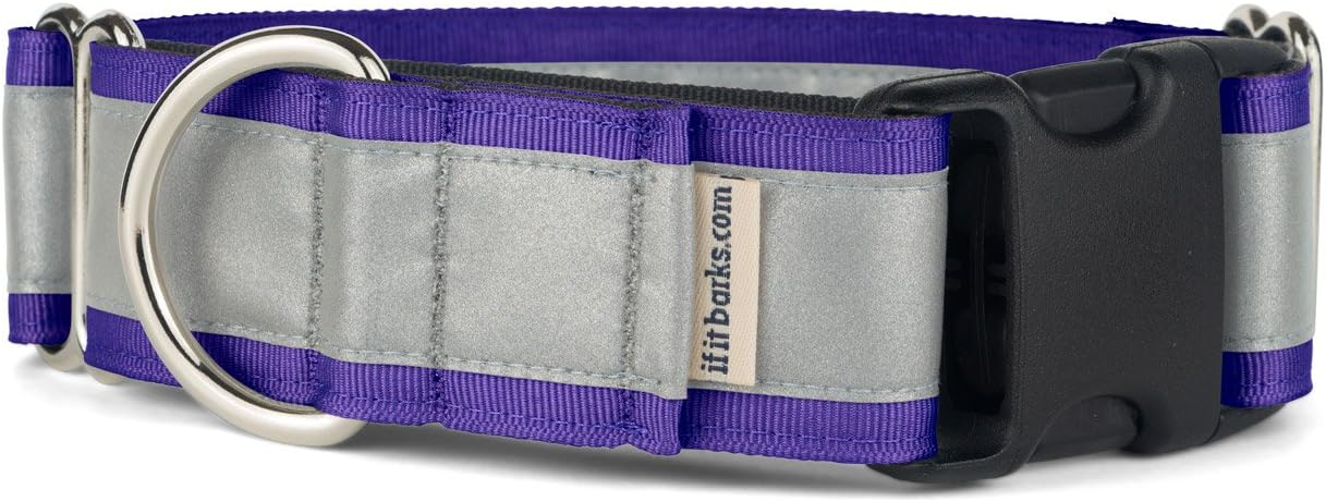If It Barks - 1.5" Reflective Martingale Collar with Quick Snap Buckle for Dogs - Adjustable - Made in USA - Strong, Durable, and Comfy - Ideal for Training - Fits Most Breeds - Small, Purple