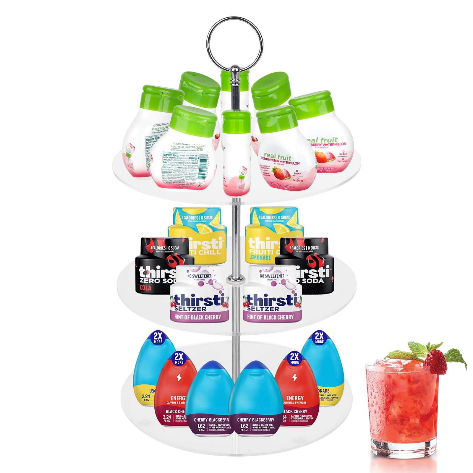 Pods Organizer for Stur Liquid Water Enhancer, Pod Holder for Ninja Thirsti Flavored Water Drops, 20+ Packs Flavor Storage Holder for Ninja Thirsty Drink System, Pod Holder for Mio Water Enhancer Pod