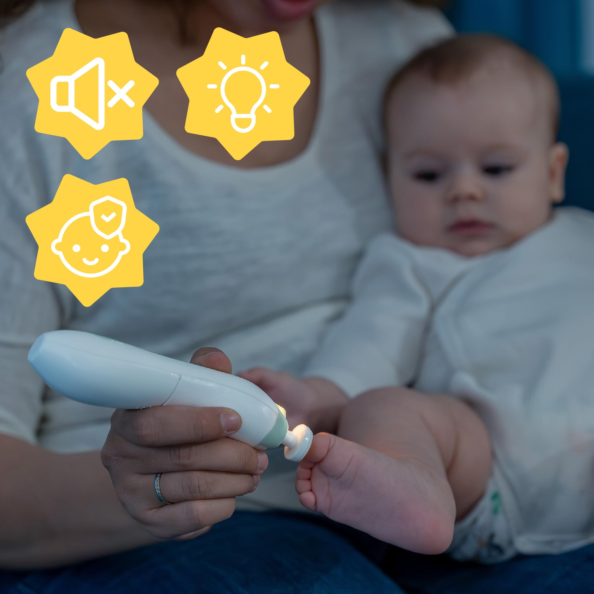 Badabulle Lima de Uñas Eléctrica - 6 Puntas diferentes y 3 Recambios Incluidos - Desde el Nacimiento y Para Adultos