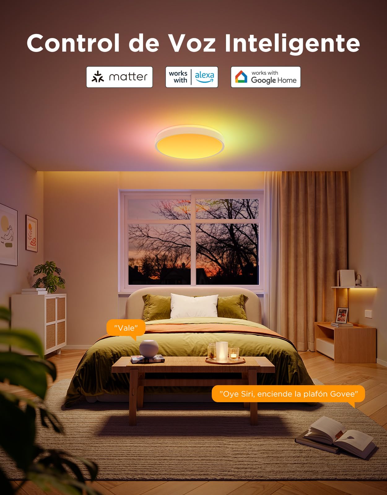 Govee Plafon LED Techo RGBIC 38cm, Lámpara Techo Inteligente 4300lm, 48,5W | Trabajar con Matter, Alexa, Google Assistant, 66+ modos de escena, Luz Interior para Salón, Dormitorio, Cocina, Pasillo