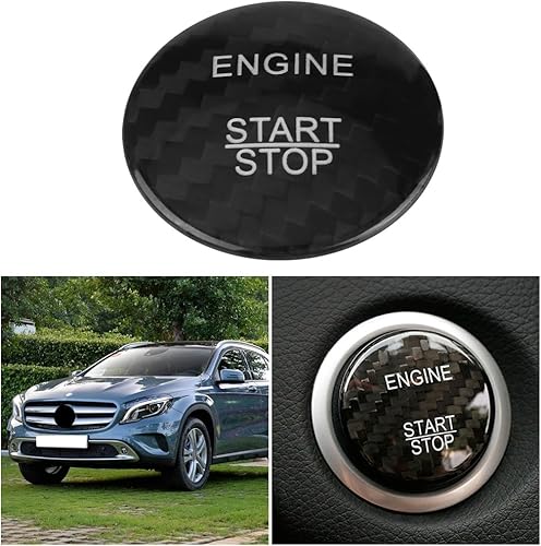 Miniatura 3 de KIMISS Cubierta de botón de arranque de motor sin llave de fibra de carbono para clase A B C GLC GLA CLA ML GL (negro)
