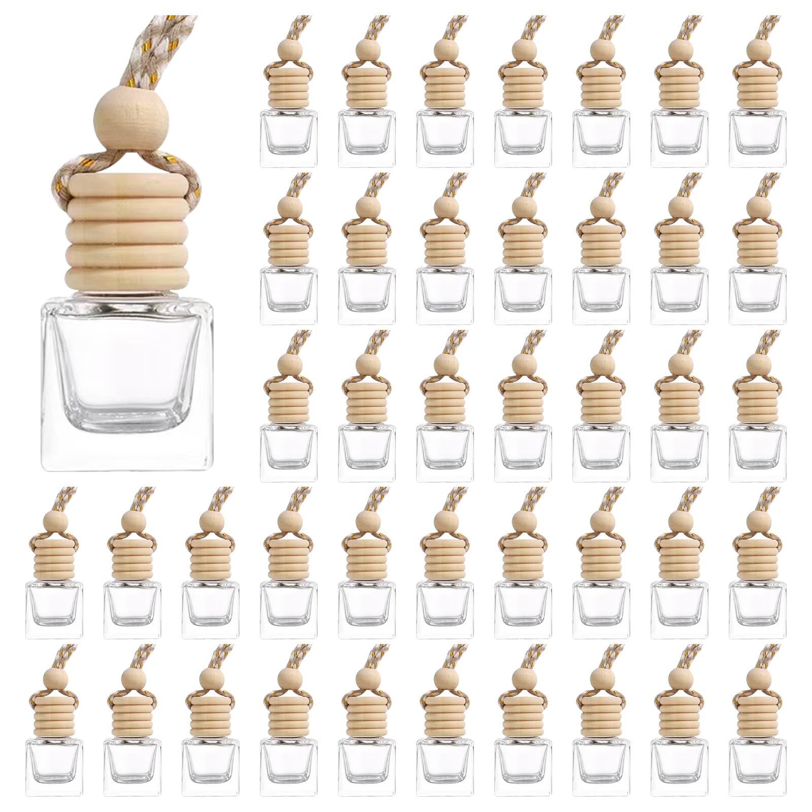 Photo 1 of 100Pcs Hanging Car Air Freshener Diffuser, 8ml Empty Glass Essential Pendant Bottles, Automotive Oil Aromatherapy Fragrance Perfume Containers