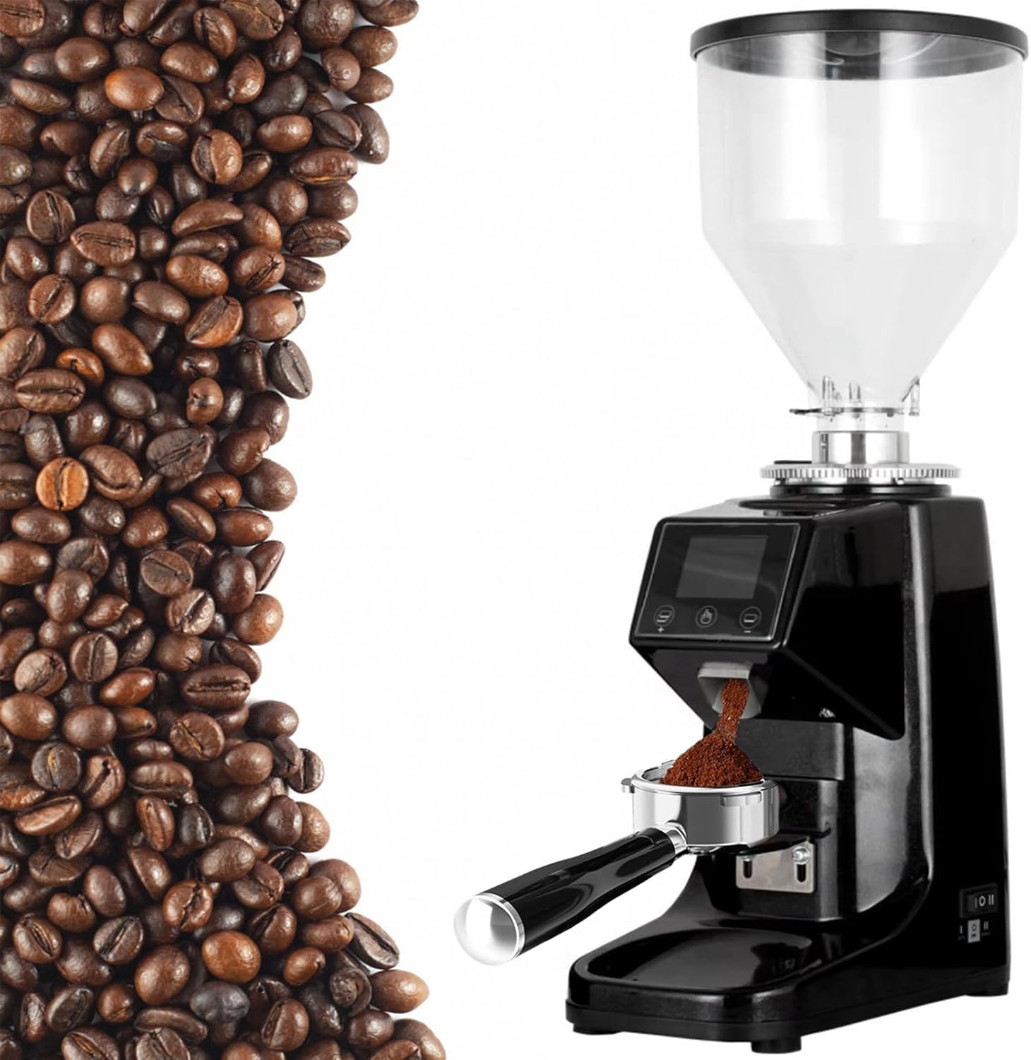 Professional Coffee Grinder with 60mm Flat Burr Disc, 500ML/1500ML Bean Hopper, 19 Precise Grind Setting, Coffee Bean Grinders with LCD Control Panel(1500ML)