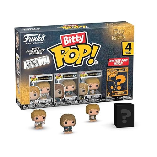 Funko Bitty POP! Lord of The Rings - Samwise, 4-Pack​ and A Surprise Mystery Mini Figure - 0.9 Inch (2.2 Cm) - Lord of The Rings Collectable - Stackable Display Shelf Included - Gift Idea