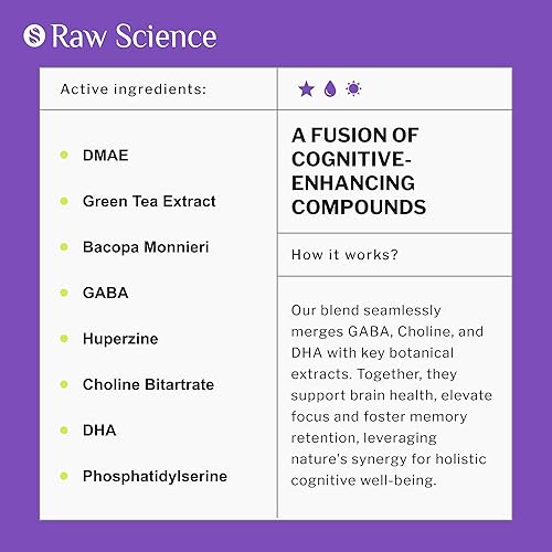 Miniatura 3 de Suplementos cerebrales nootrópicos para memoria y enfoque con huperzina A, fosfatidilserina, DMAE - Apoyo a la salud cerebral GABA, colina, DHA,