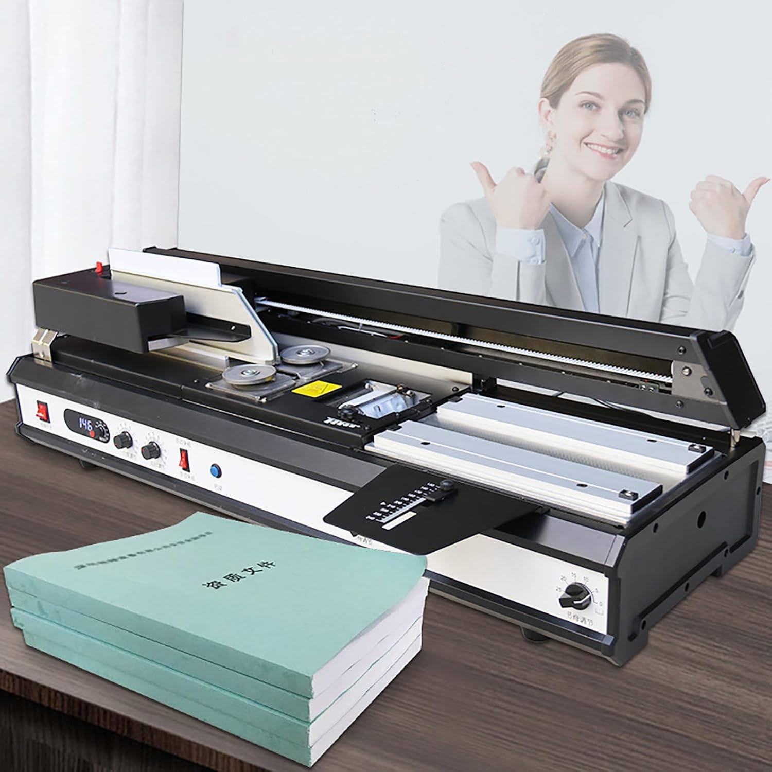 Rilegatrice Automatica Wireless con Colla a Caldo, Senza Fresatura, Dorso Regolabile, Alta Efficienza 220 Libri/Ora, per Documenti A4, Ideale per Ufficio e Scuola