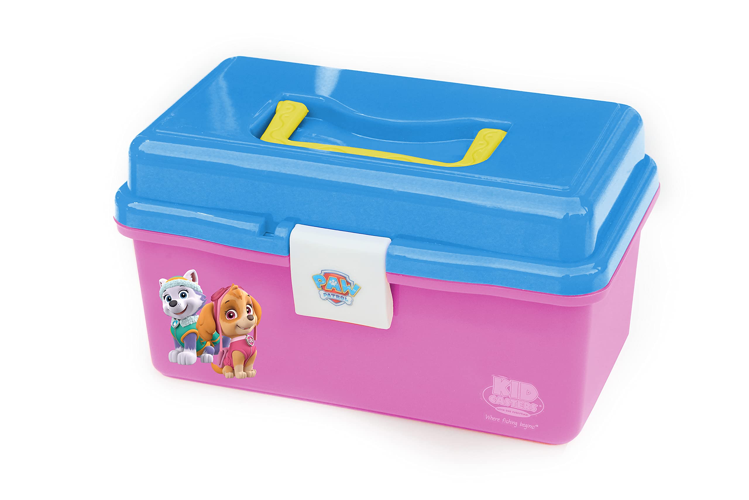 Paw Patrol Youth Tackle Box, Removeable Tray, Easy snap Lock - Pink and Turquoise