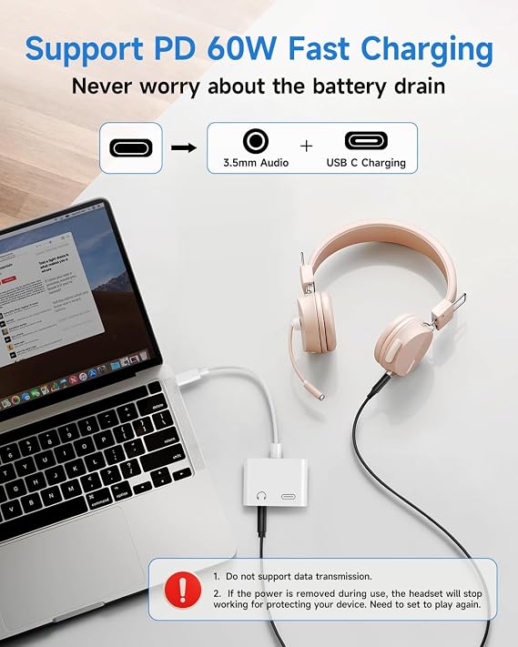 Criello USB C to 3.5mm Headphone and Charger Adapter