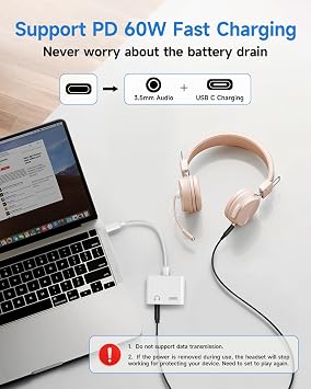 Criello USB C to 3.5mm Headphone and Charger Adapter