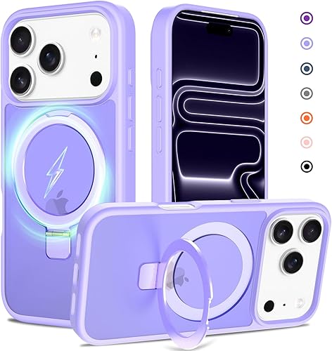 Miniatura 9 de Funda con soporte ultra magnético para iPhone 17 Pro Max [protección militar contra caídas] [compatible con MagSafe] a prueba de golpes, translúcida