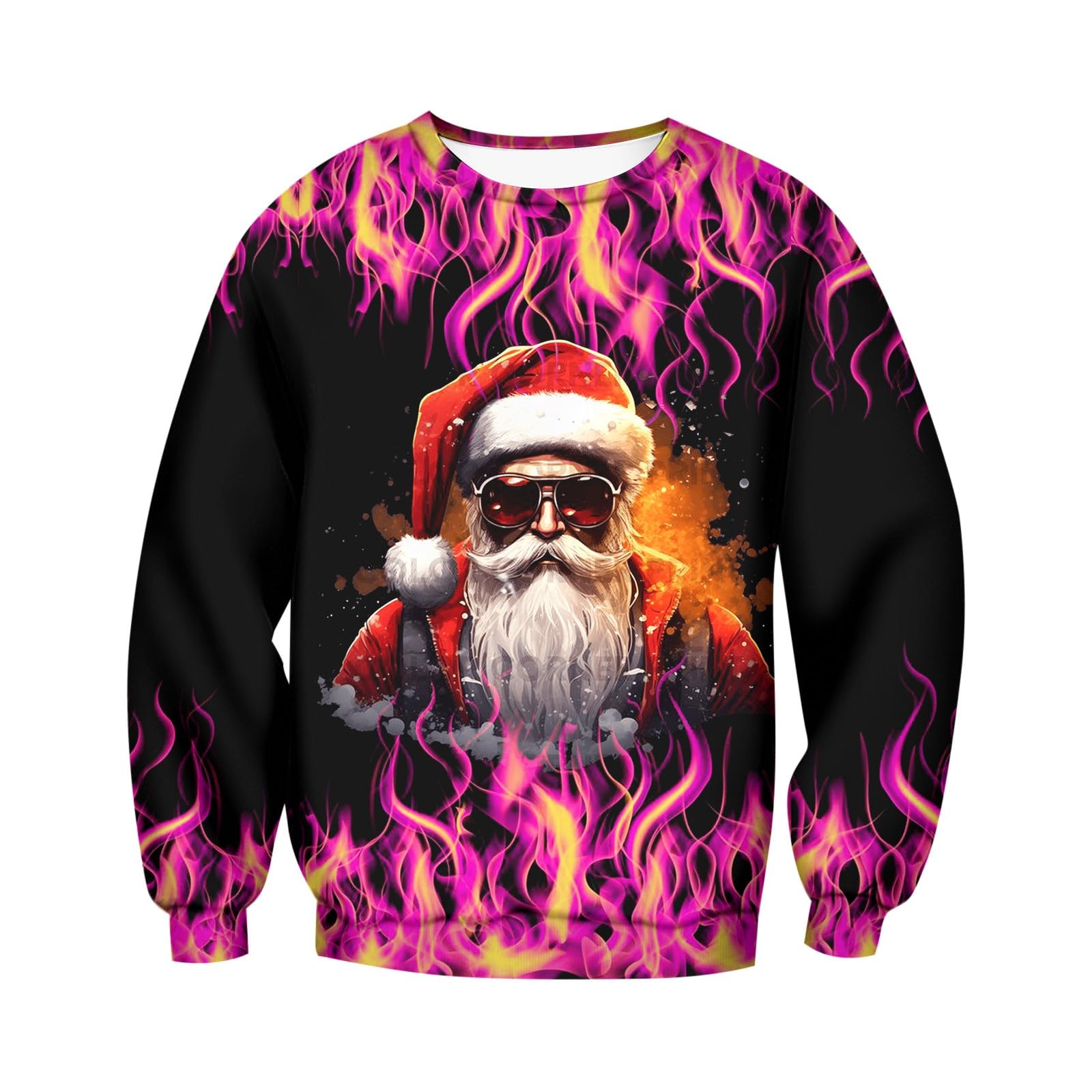 Pull De Noël 3D Rigolo - Homme Femme | T-shirt Manches Longues Coton, Design Moche & Fun, Unisexe | Idéal Fêtes, Cadeau