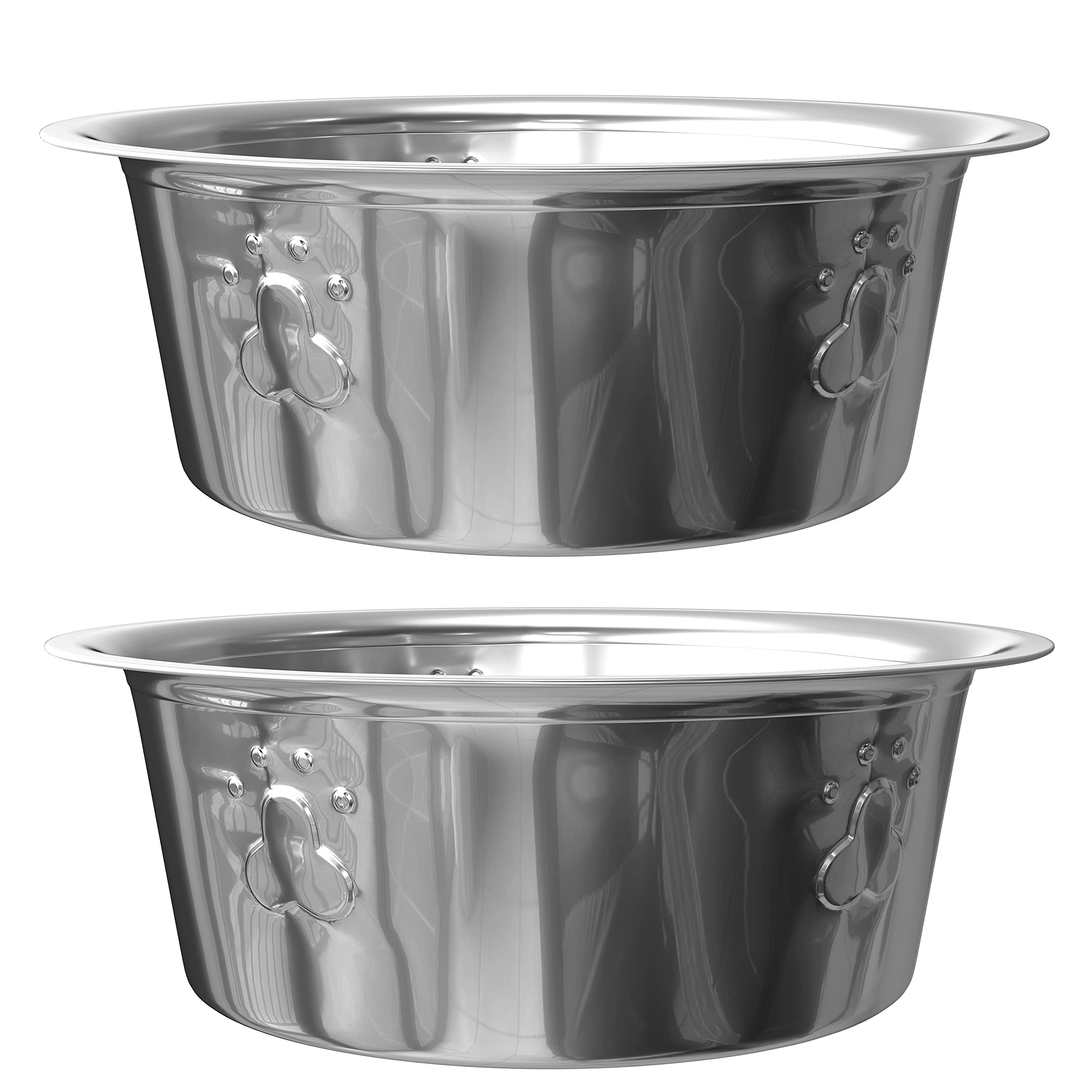 OXKOX Pack of 2 Dog Bowl - Stainless Steel Large 21CM- - Bowls for Dogs, Pups, Cats and Kittens - Ideal for Wet and Dry DOG Food and Water Bowl