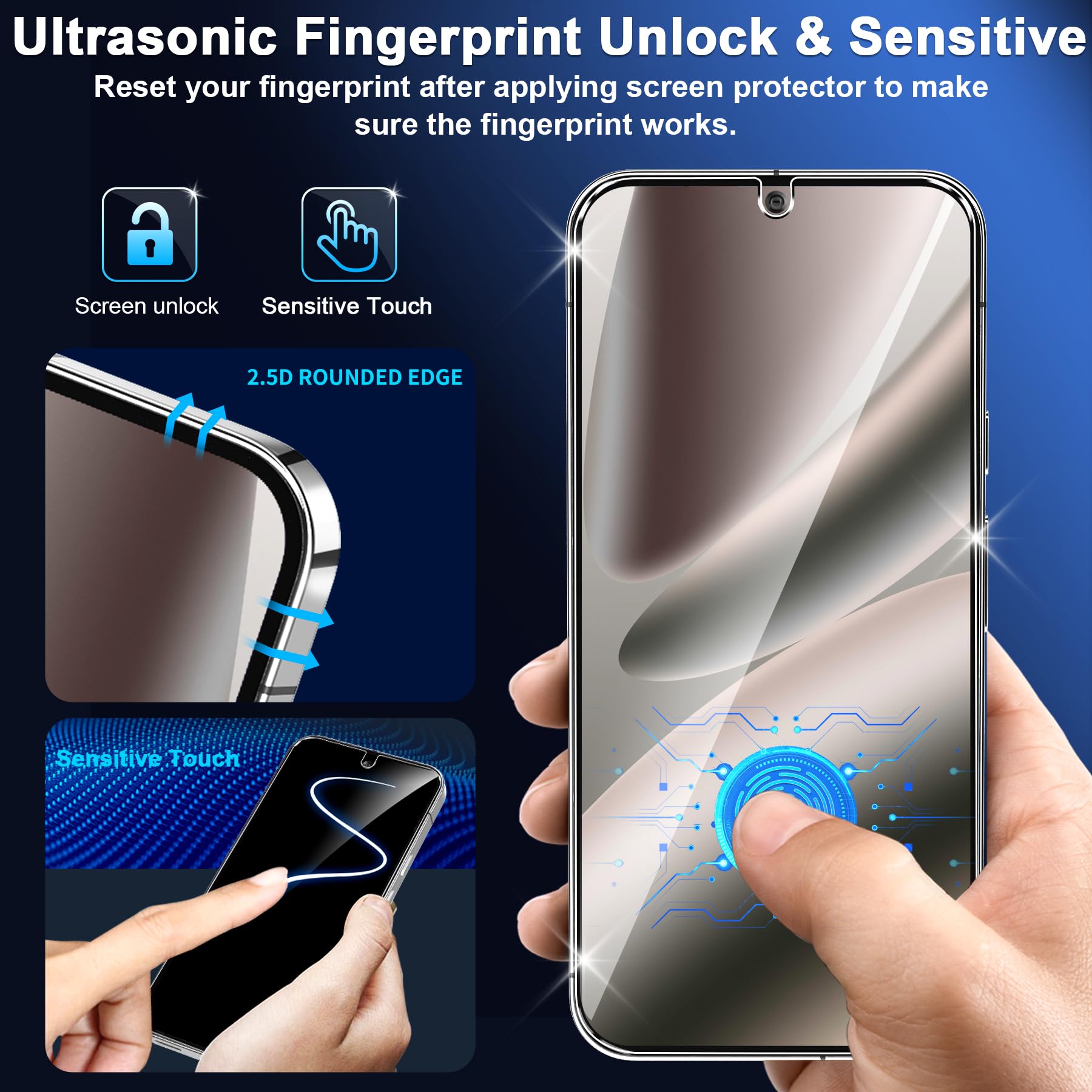 3 Pack Glass Screen Protector for Google Pixel 10 Pro XL [6.8 inch] with 3 Pack Camera Lens Protector, 9H Tempered Glass, Fingerprint Unlock, HD Ultra-thin Bubble-Free