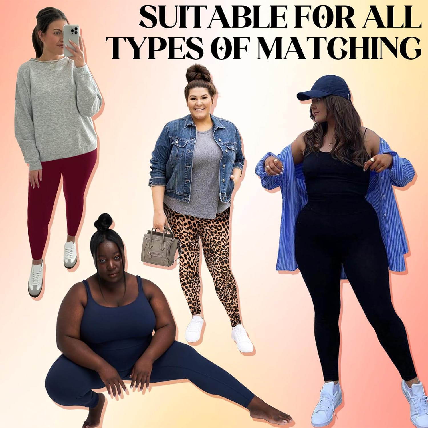 HLTPRO Plus Size Leggings with Pockets for Women - Black Yoga High Waist Tummy Control Pants for Workout - Image 4