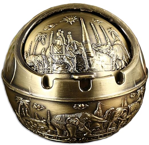 Amazon Co Jp 灰皿 ふた付き 灰皿 おしゃれ 卓上 Techsea ステンレス はいざら ヨーロッパ風 オシャレ 灰皿 テーブル 部屋 屋外 防風 亜鉛合金製 象 青銅色 腕時計