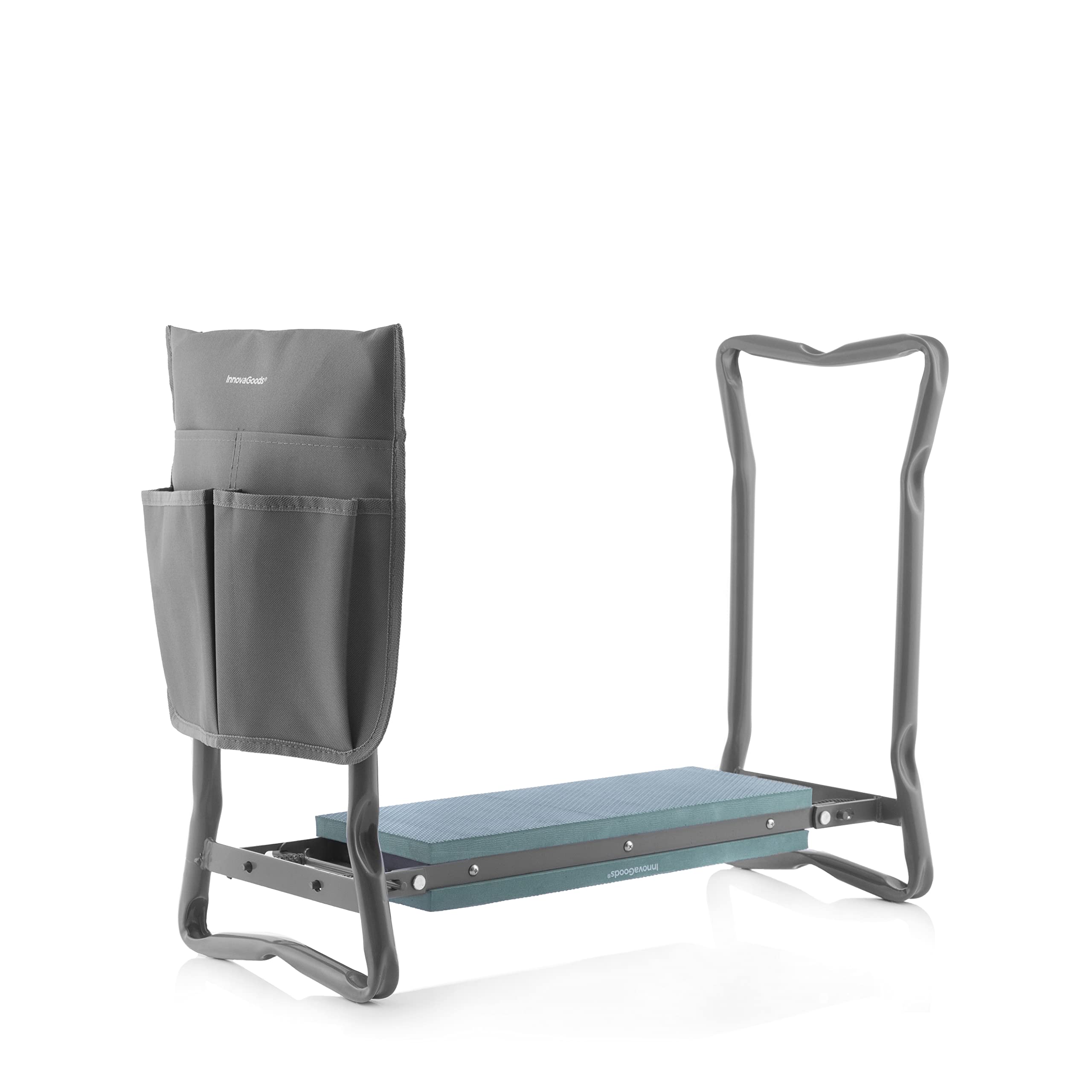 InnovaGoods® Banco de jardinería Plegable con Bolsa para Herramientas 3 en 1 Situl, Ayuda a Realizar Las tareas de jardinería de Forma cómoda y Segura, diseño Compacto y Ligero, Ideal para el jardín
