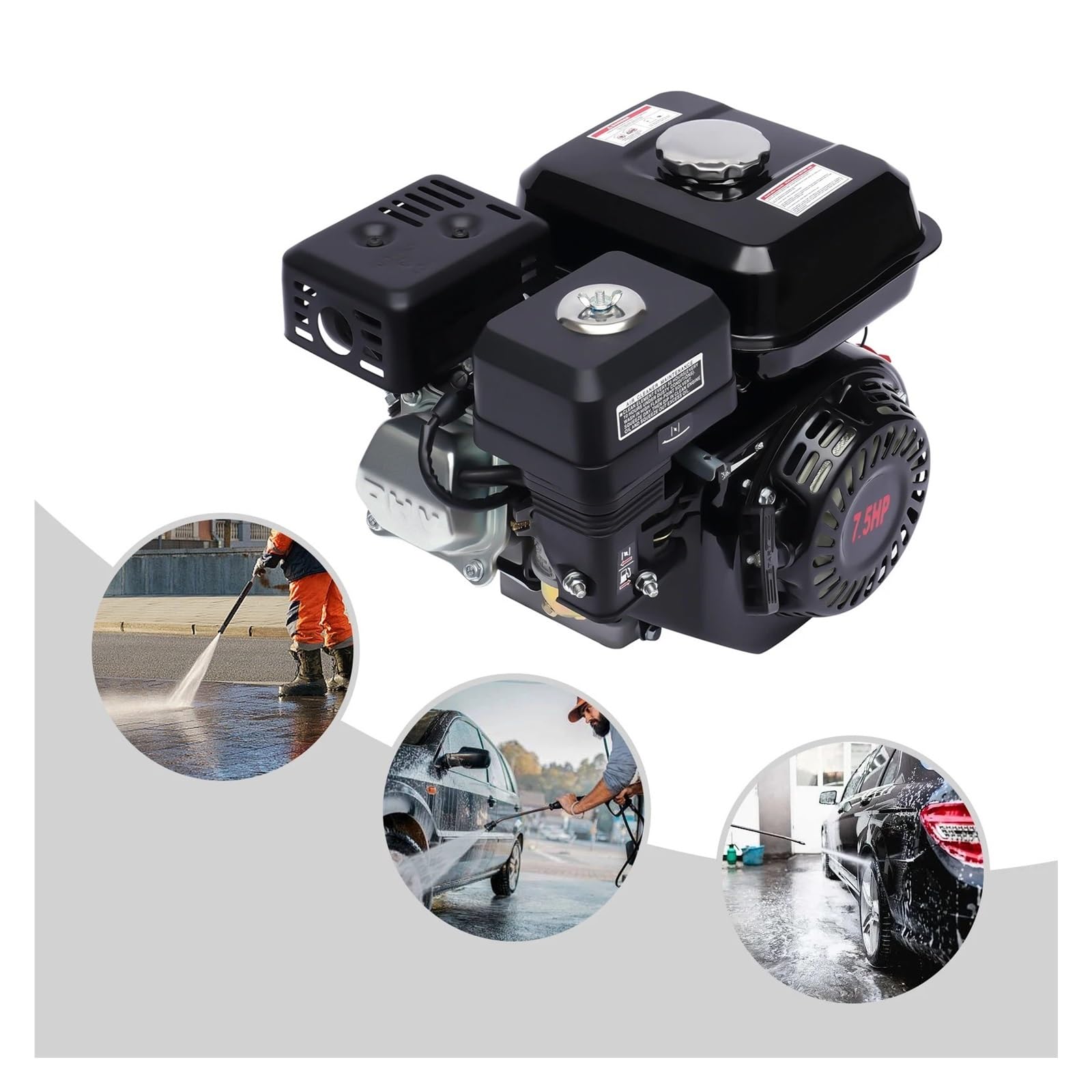 Motore Portatile A Gas A 4 Tempi da 7,5 CV, Inclinato di 25°, Monocilindrico, for Kart, for Elettrodomestici Riserva Domestica, Nero Prestazioni Potenti
