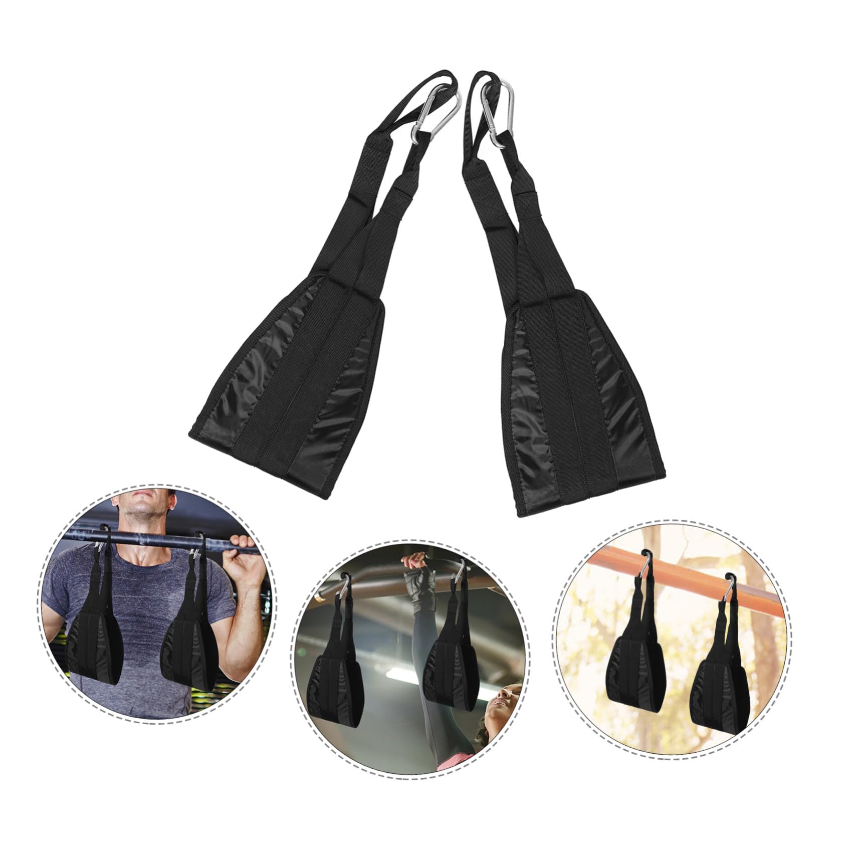 PRETYZOOM Correas para Dominadas y Abdominales de Oxford Resistentes Entrenamiento Multifuncional para Gimnasio y Casa Accesorios Fitness para Fuerza y Musculación de Negro con Hebillas