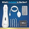 Irrigador dental portátil recargable Waterpik Cordless Advanced, blanco | 3 configuraciones, 4 puntas, bolsa de viaje, para encías, dientes, frenos, implantes, uso en ducha, aceptado por ADA WP-580, empaque puede variar 7