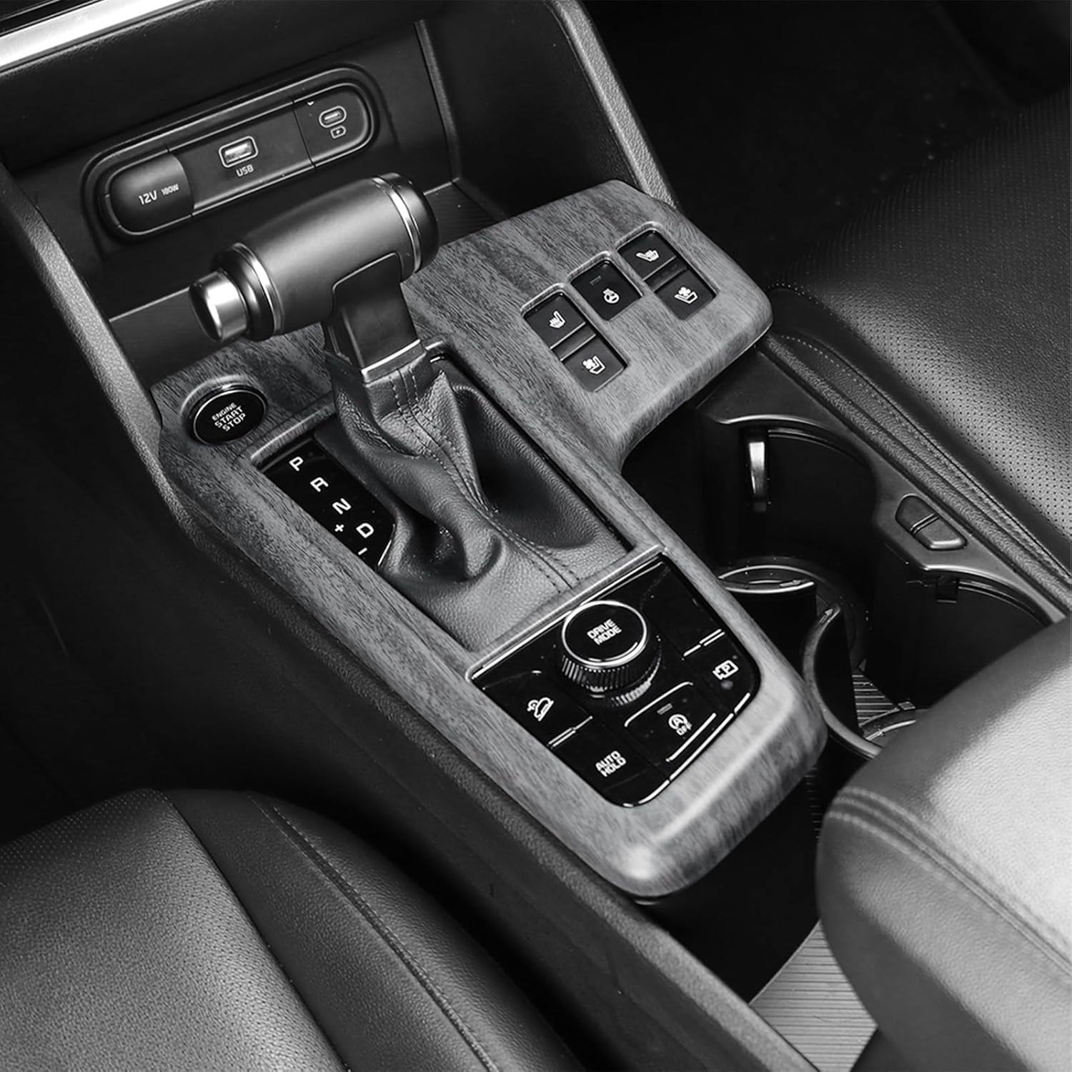 Compatible with 2023 2024 2025 2026 Kia Sportage Accessories Grain Car Manual Gear Shift Panel Cover Interior Trim (Wood Grain)