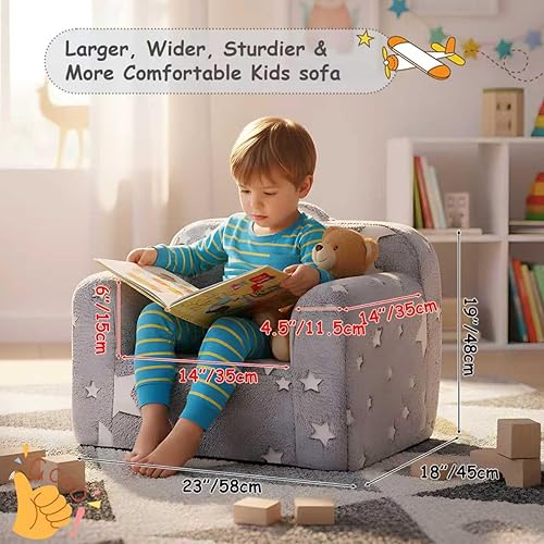 Miniatura 87 de Tiita Silla para niños, cómodo sofá plegable para niños, sofá ligero para niños con asa de transporte y bolsillos laterales, reposabrazos de espuma