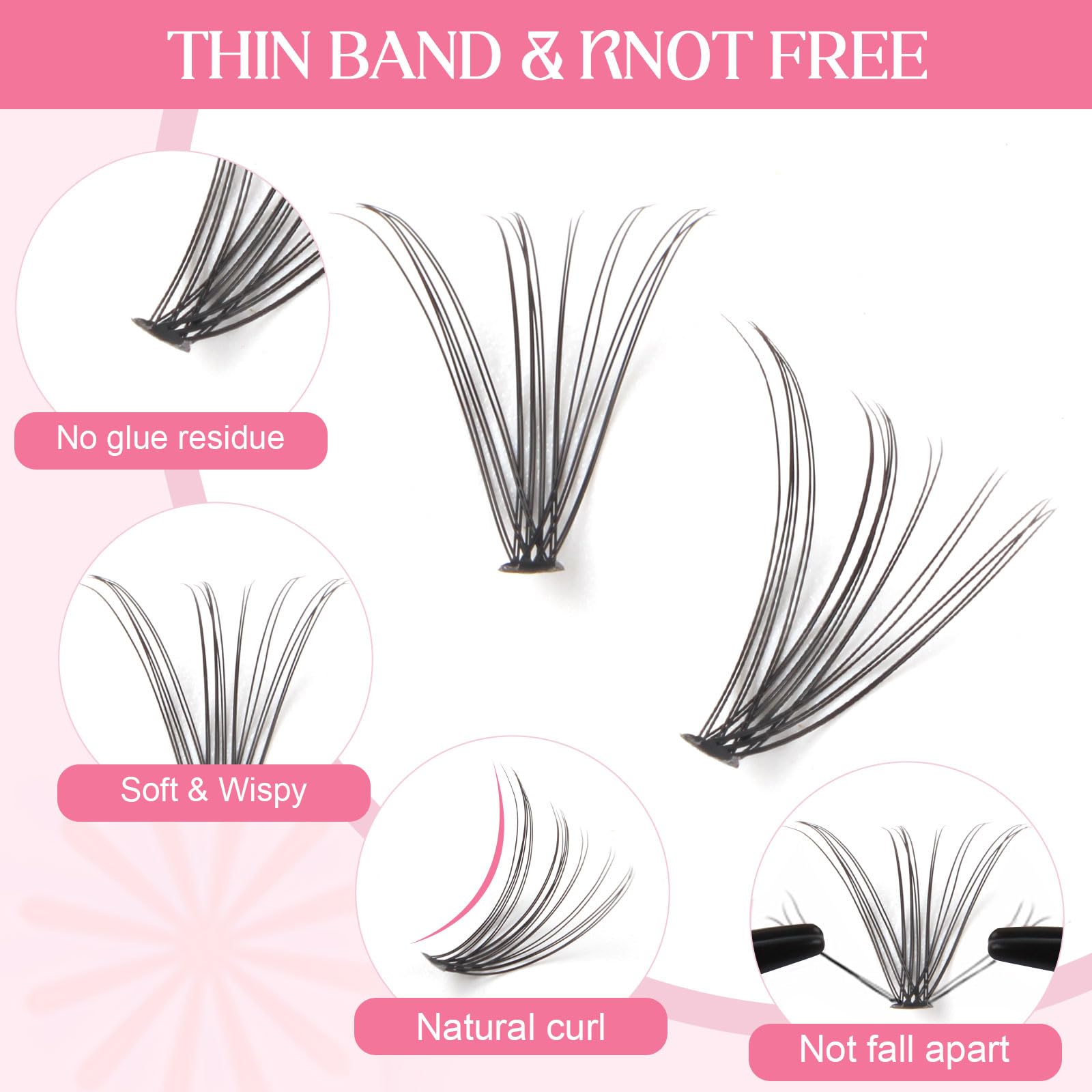 Parriparri Cluster Lashes 20D D Curl Individual Eyeashes Kit with Bond and Seal and Tweezer DIY Eyelashes Extension Reusable Soft Individual Lashes (20D-0.07D-8-16MM Set) - Image 4