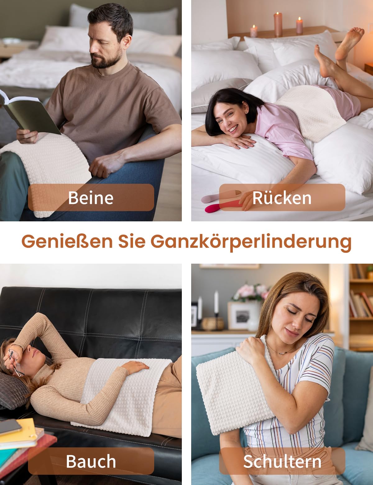 Heizkissen mit Abschaltautomatik, Abnehmbarer und Waschbarer Bezug Elektrische Wärmekissen Extra weiches Flanell für Rücken Nacken Schulter Bauch