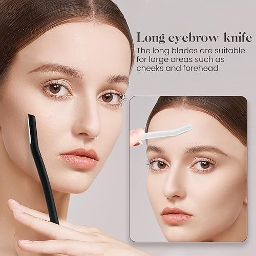 Miniatura 3 de Sunuly Maquinilla de afeitar para cejas, rasuradora facial Dermaplane para mujer, afeitadora de cejas (8 unidades), eliminación de pelusa de