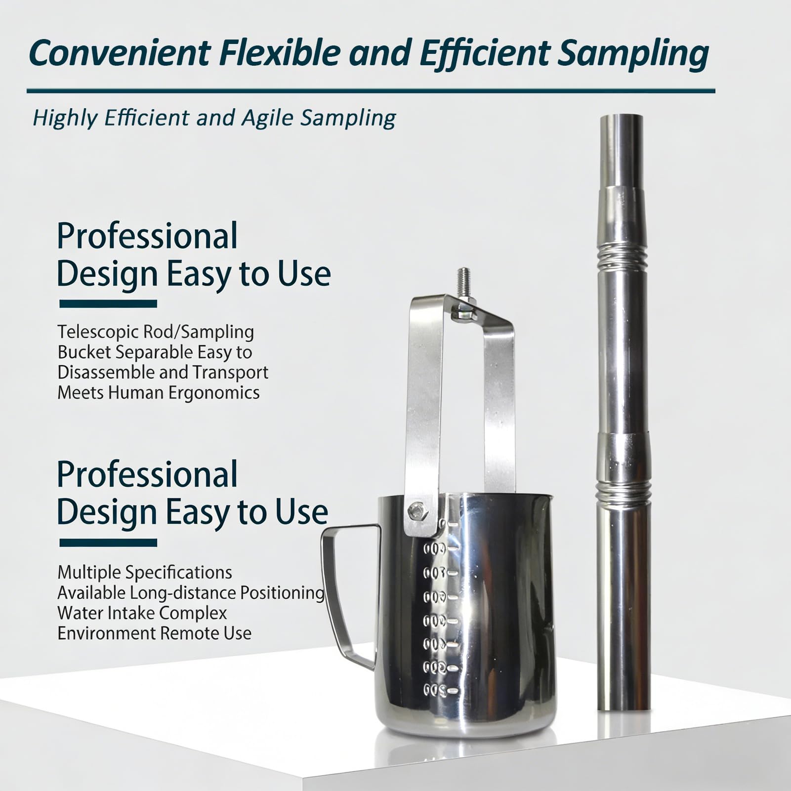 ExtendableWater Sampler Pole 1.9ft23ft con 500ml/1000ml Dipper per acqua ing Envirntal Monit Lab Campionamento Quali Strumento di analisi