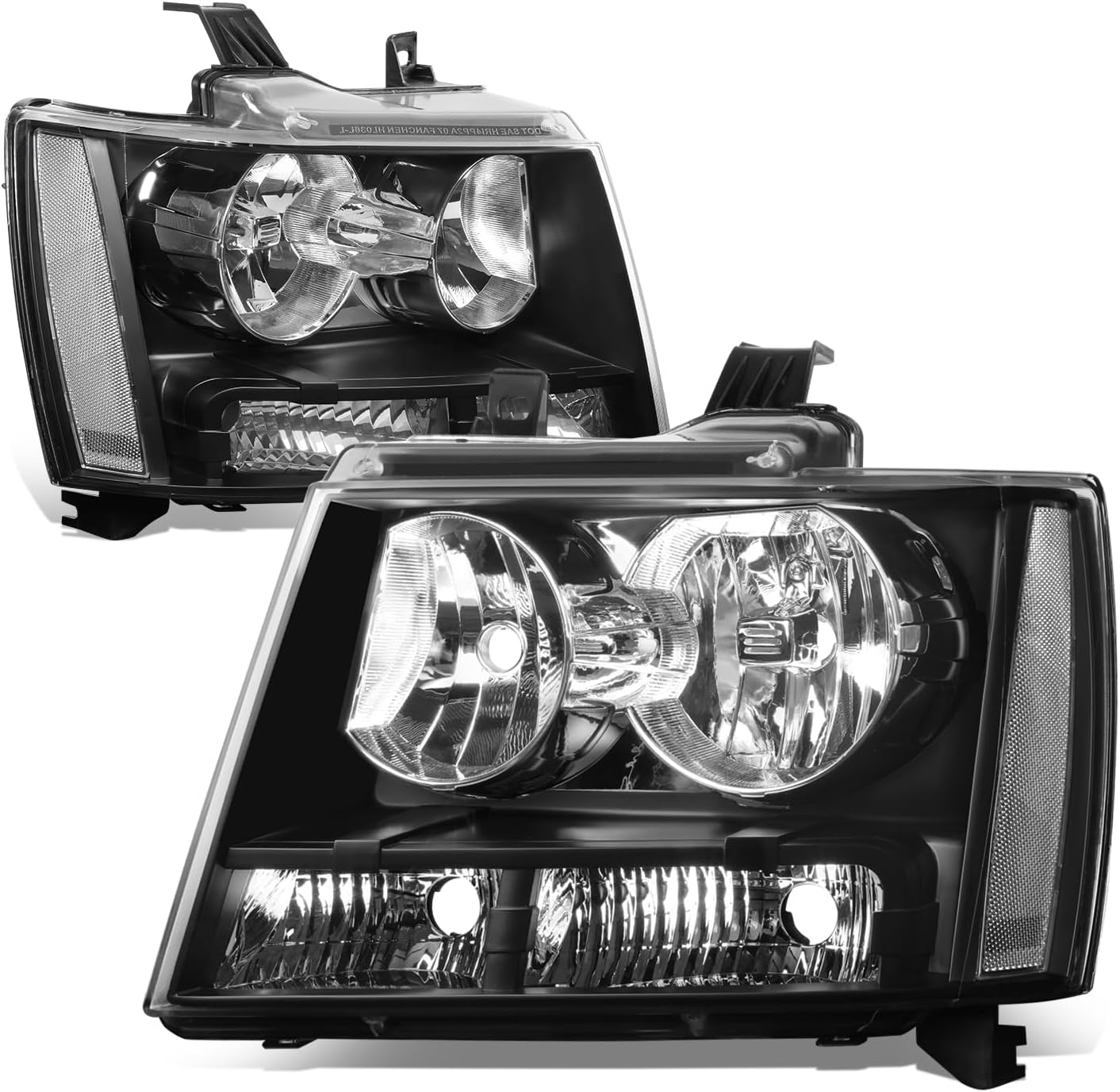 Auto Dynasty Headlight Assembly Compatible with Chevy Tahoe Suburban 1500 2007-2014 Avalanche Suburban 2500 2007-2013, Driver and Passenger Side, Black Housing Clear Lens