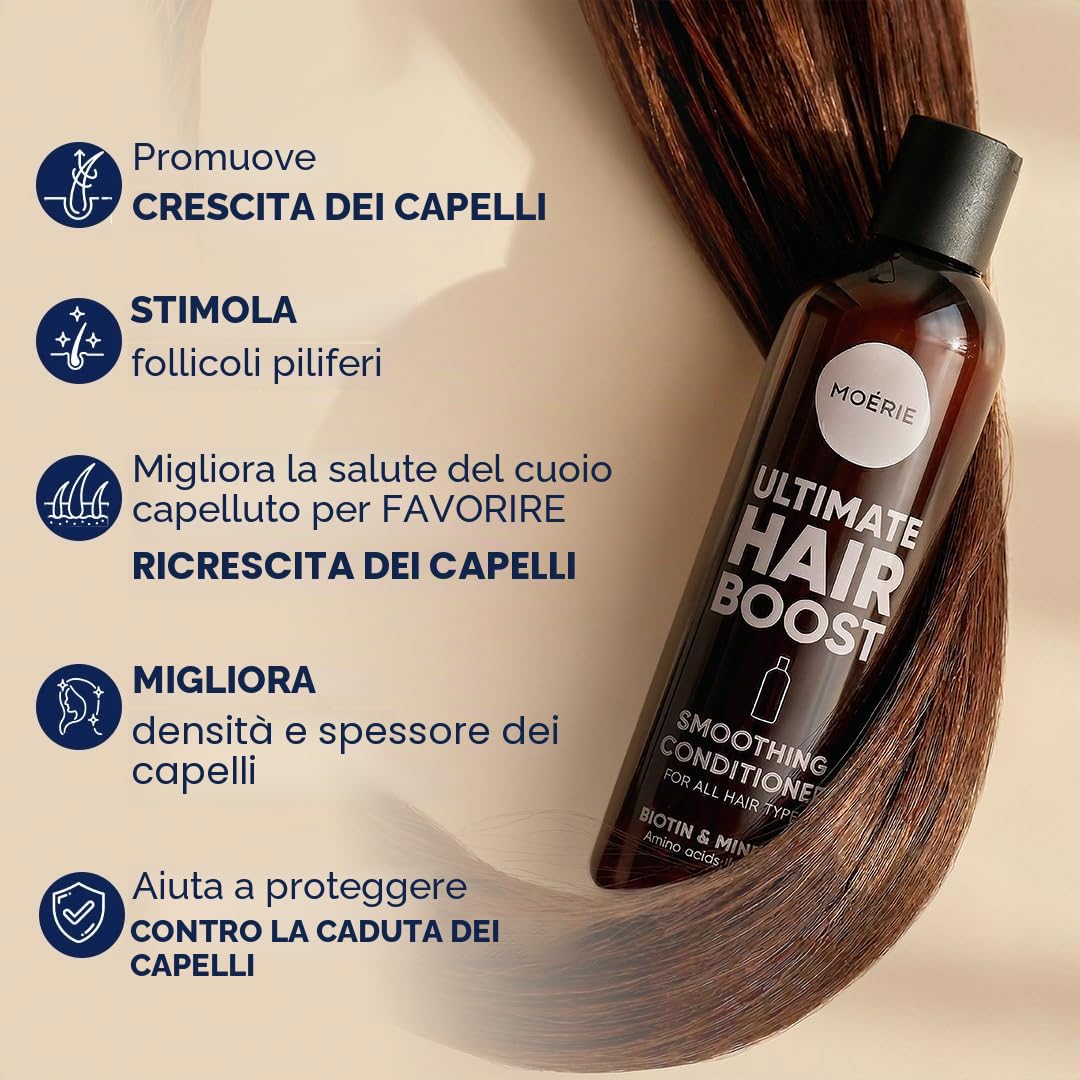 Moerie Balsamo Anti-Caduta Per Capelli Donna E Uomo, Più Lunghi E Pieni, Volumizzante, Vegan Friendly, Senza Parabeni E Silicone, Per Tutti I Capelli, Contro La Caduta Dei Capelli (250 Ml)x2