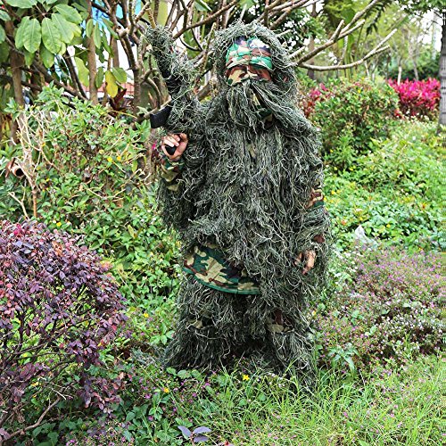Zerone Terno Ghillie, terno camuflado com folhas da floresta e design florestal acessórios de caça e