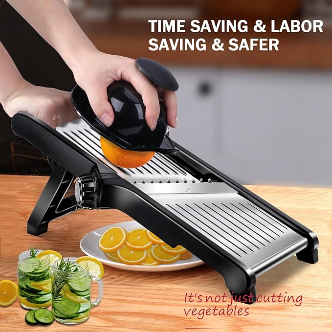 Masthome Mandoline Slicers Professional, Adjustable Mandolin Vegetable Slicer, Kitchen Food Julienne Cutter for Food Prep - Cleaning Brush