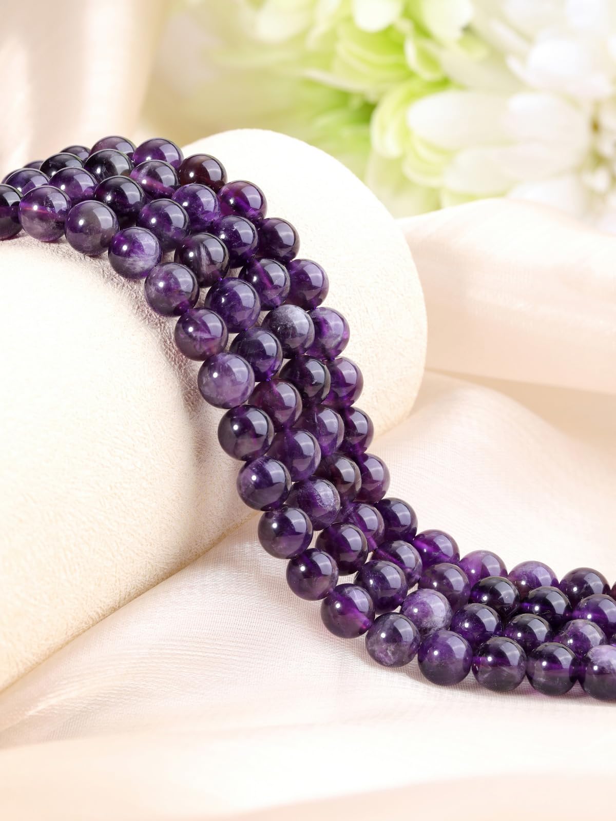 CrystalTears 8mm Amethyst Crystal Beads 96pcs Round Purple Healing Stone for Jewellery Making Bracelet, Necklace, Earrings - Image 3