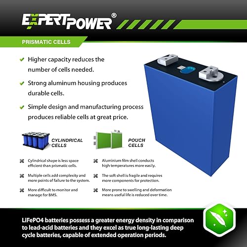 Miniatura 7 de ExpertPower Paquete de 4 pilas de batería de litio LiFePO4 de 3.2 V 304 Ah  Ciclos de vida de grado A+ 4000-7000 y vida útil de 10 años  Ciclo