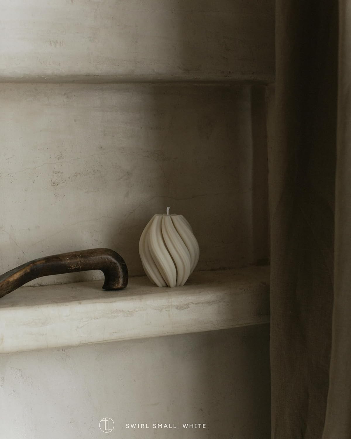 LAWA Swirl Candle - Beautiful Handmade Pillar Scented Soy Wax Twirl Elegant Bubble Aesthetic Candle Housewarming Gift Home Room Shelf Decor Idea Spiral White (Small) - Image 3