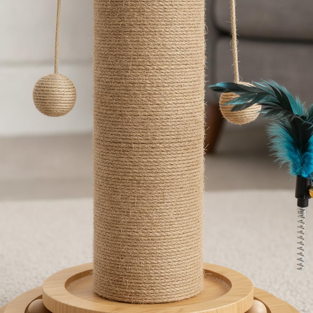 Kratzbaum für Katzen aus Sisal und mit Spielzeug, in-Eins-Design, rutschfest, Vier-in-Eins-Katzenkratzbaum