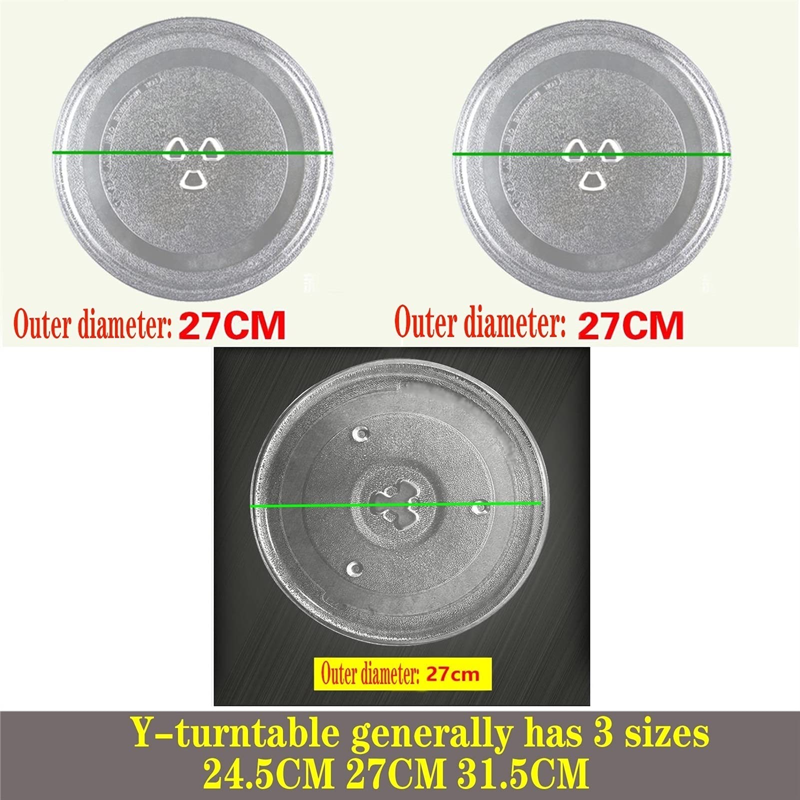 Rodamiento de plato giratorio, plato giratorio para microondas, placa de vidrio engrosado, juego de uso de 10 pulgadas con 3 ruedas, anillo giratorio de 245 mm, anillo para microondas, el di