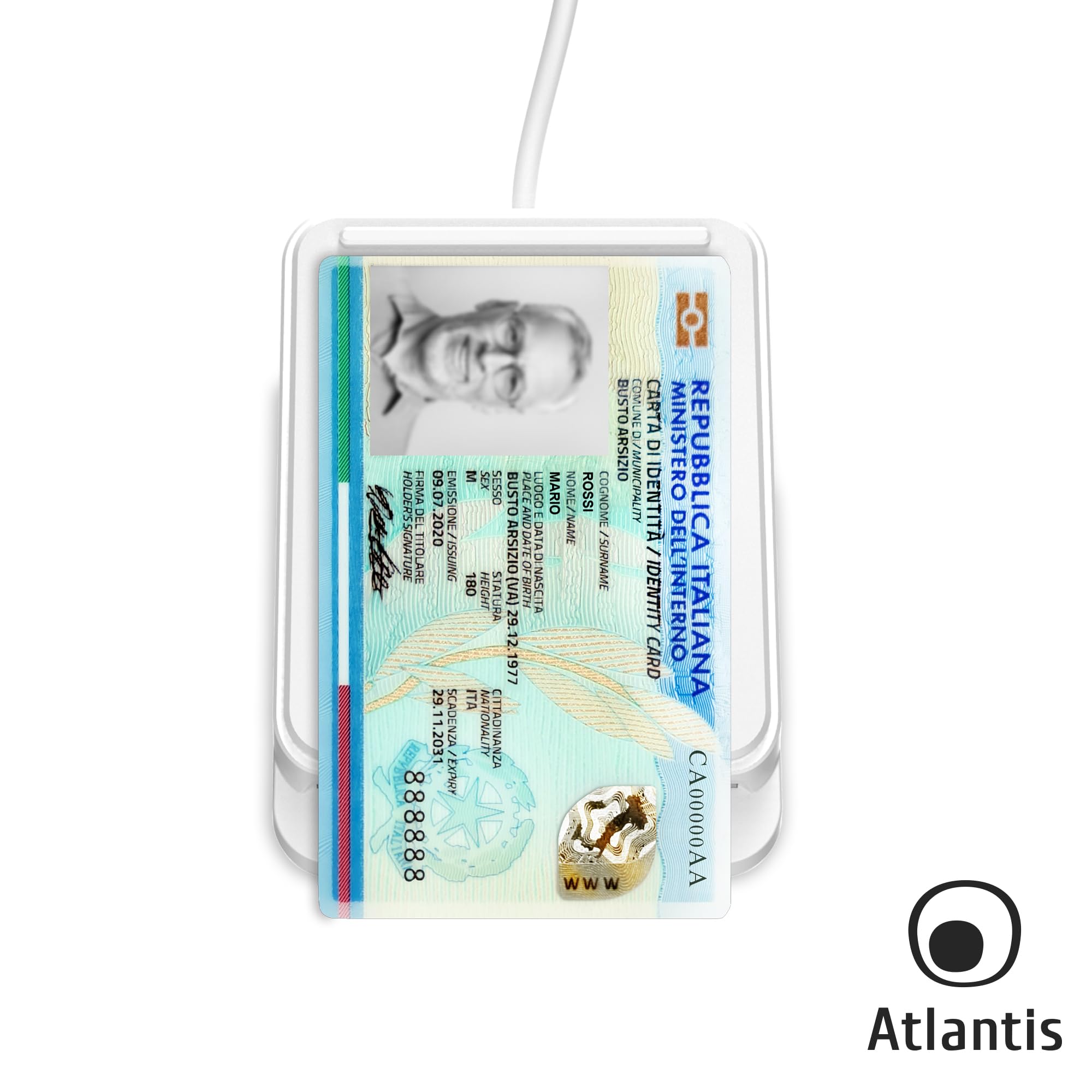 Atlantis Czytnik cie 3.0 włoski elektroniczny dowód osobisty i karta zdrowia, czytnik kart inteligentnych cns krajowa karta serwisowa, odpowiedni do INPS, ag. dochodów, INAIL, dokumentacja zdrowotna