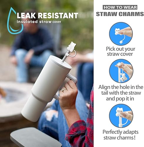 Miniatura 6 de Bears - Tapa de silicona reutilizable para popotes Stanley de 30 y 40 onzas, tapón de popote compatible con Stanley y vaso, accesorios Stanley,