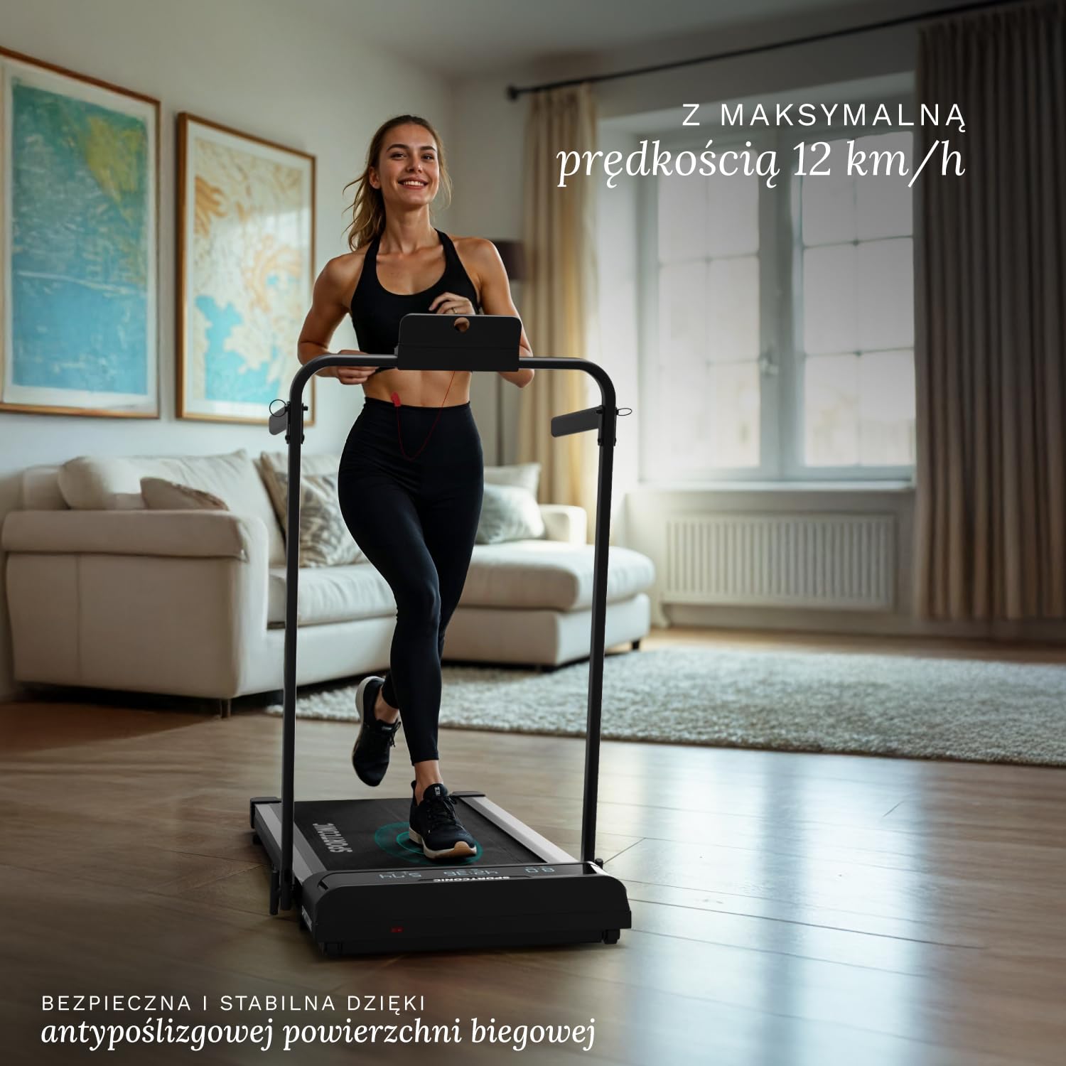Sportconic Bieżnia do Domu z Nachyleniem, Walking Pad, Kompaktowa i Cicha Bieżnia, Bieżnia pod Biurko do Chodzenia i Biegania
