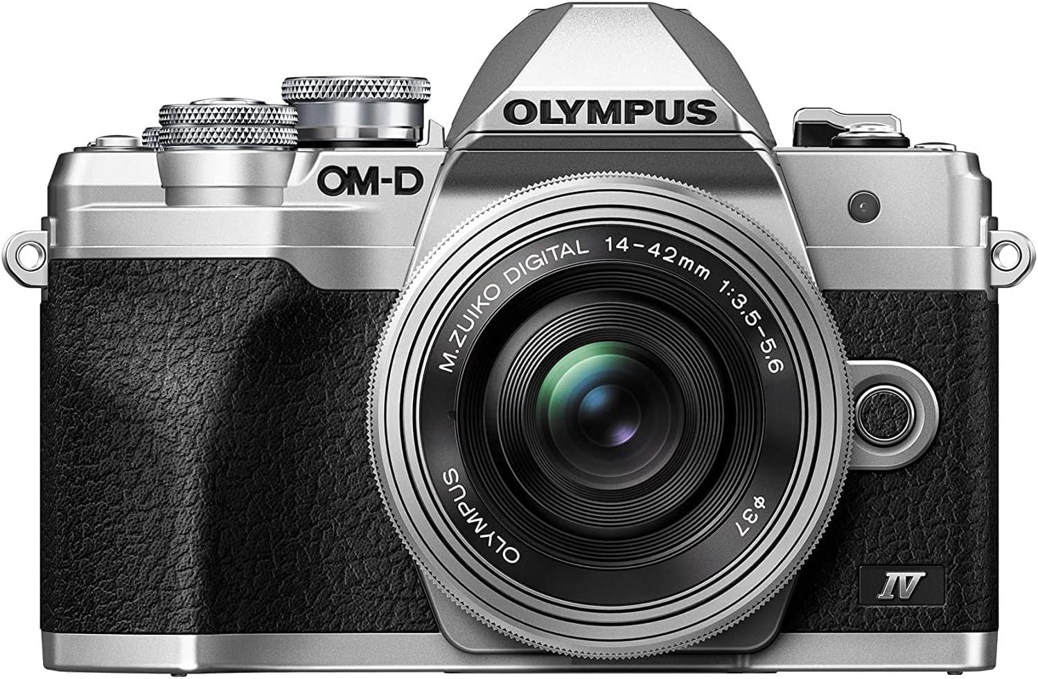 Olympus OM-D E-M10 Mark IV Micro-Four-Thirds-Systemkamera-Kit, 20 MP Sensor, 5-Achsen-Bildstabilisation, leistungsstarker AF, Wi-Fi, Silber inkl. M.Zuiko Digital ED 14 42mm F3.5 5.6 EZ Pancake Silber