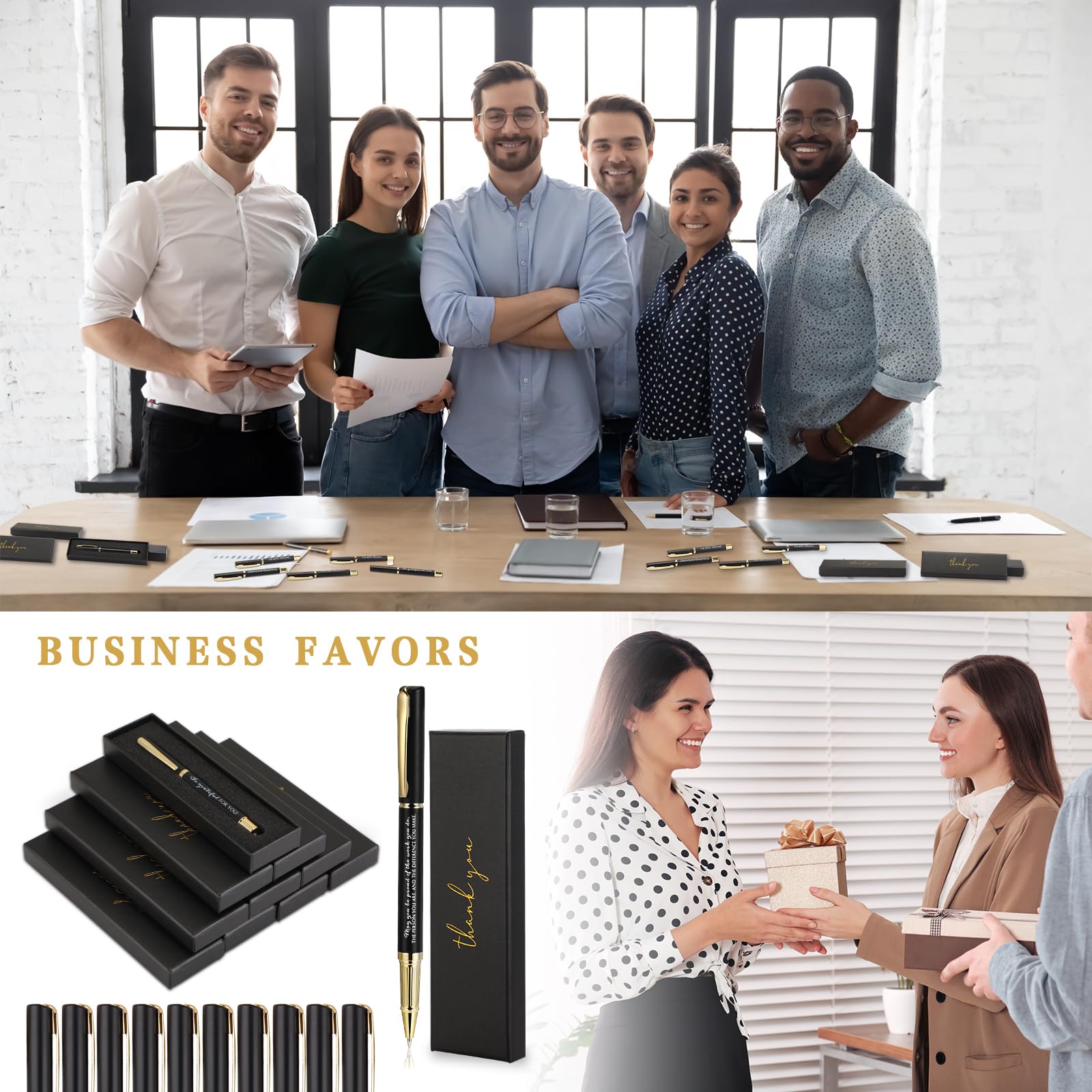 PerKoop 20 Sets Thank You Gifts Inspirational Ballpoint Pen with Box Employee Appreciation Gift Bulk for Fathers Day Police Graduation Teacher Nurse Office Staff Coworker(Black,Thank You)