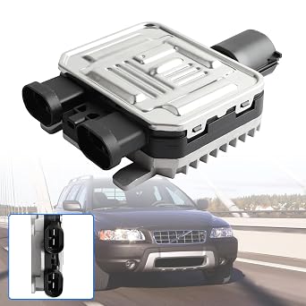 Cooling Fan Control Module Upgraded w/Connector Compatible with Volvo S60 S80 V60 V70 XC60 XC70 Compatible with Evoque Freelander II Compatible with Ford Mondeo Replace OE 940009402 940004204