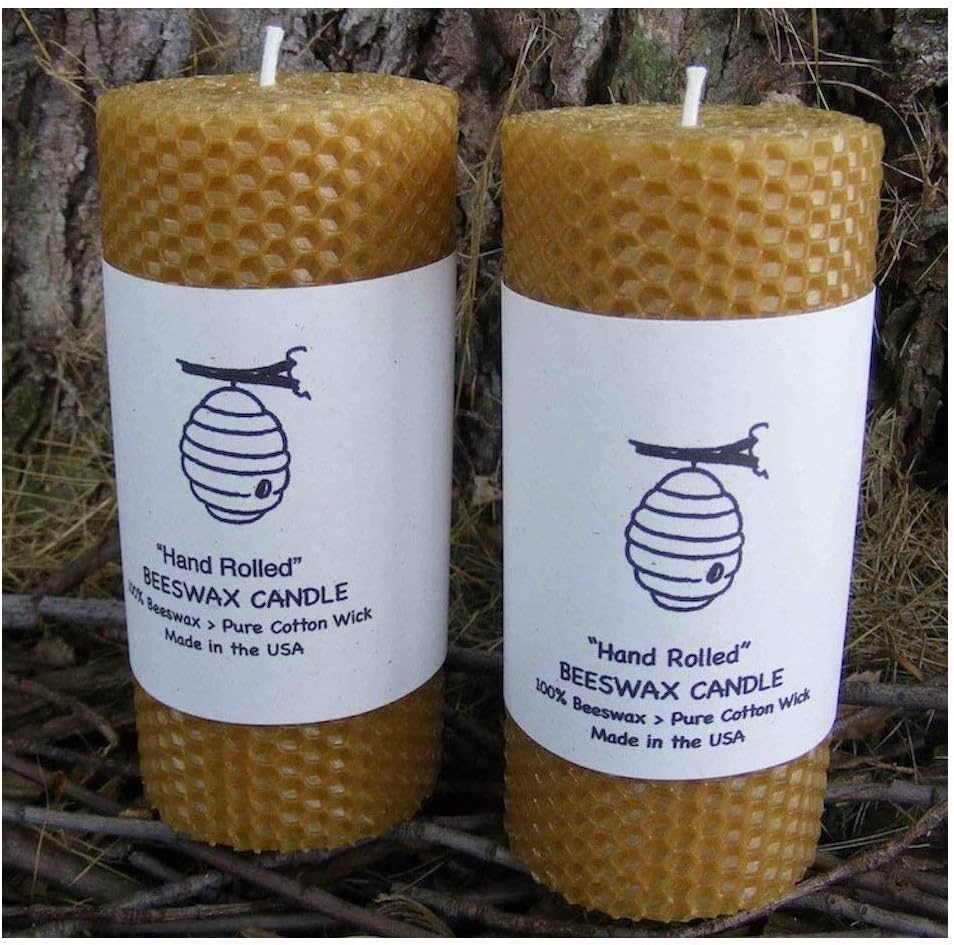 Edinboro Beeswax 5.5-Inch Pillar Candles, Set of 2