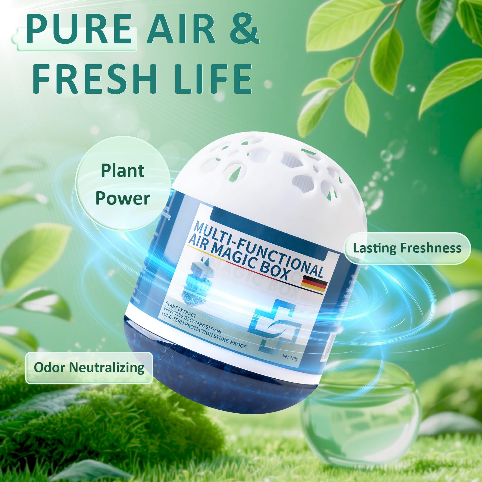 4PCS Purificador de Aire, Air Magic Box Atrapa Polvo, Purificador Aire Automático De Aire Con Succión, Fórmula con Extractos Vegetales Para el Hogar y la Oficina
