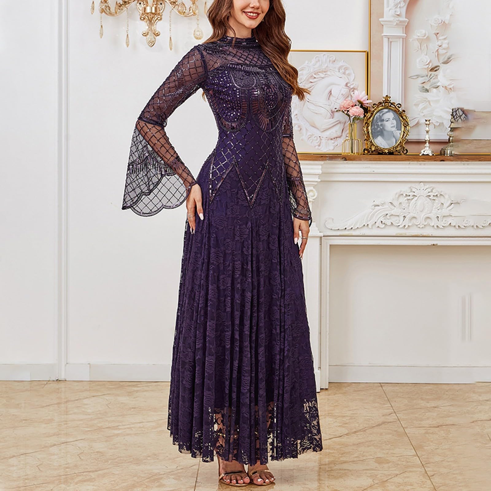 Vestidos De Fiesta Mujer Elegantes Ropa Boda Trajes Tallas Grandes Otoño Primavera Invierno Manga Larga Vestido Elegante Largos Nochevieja