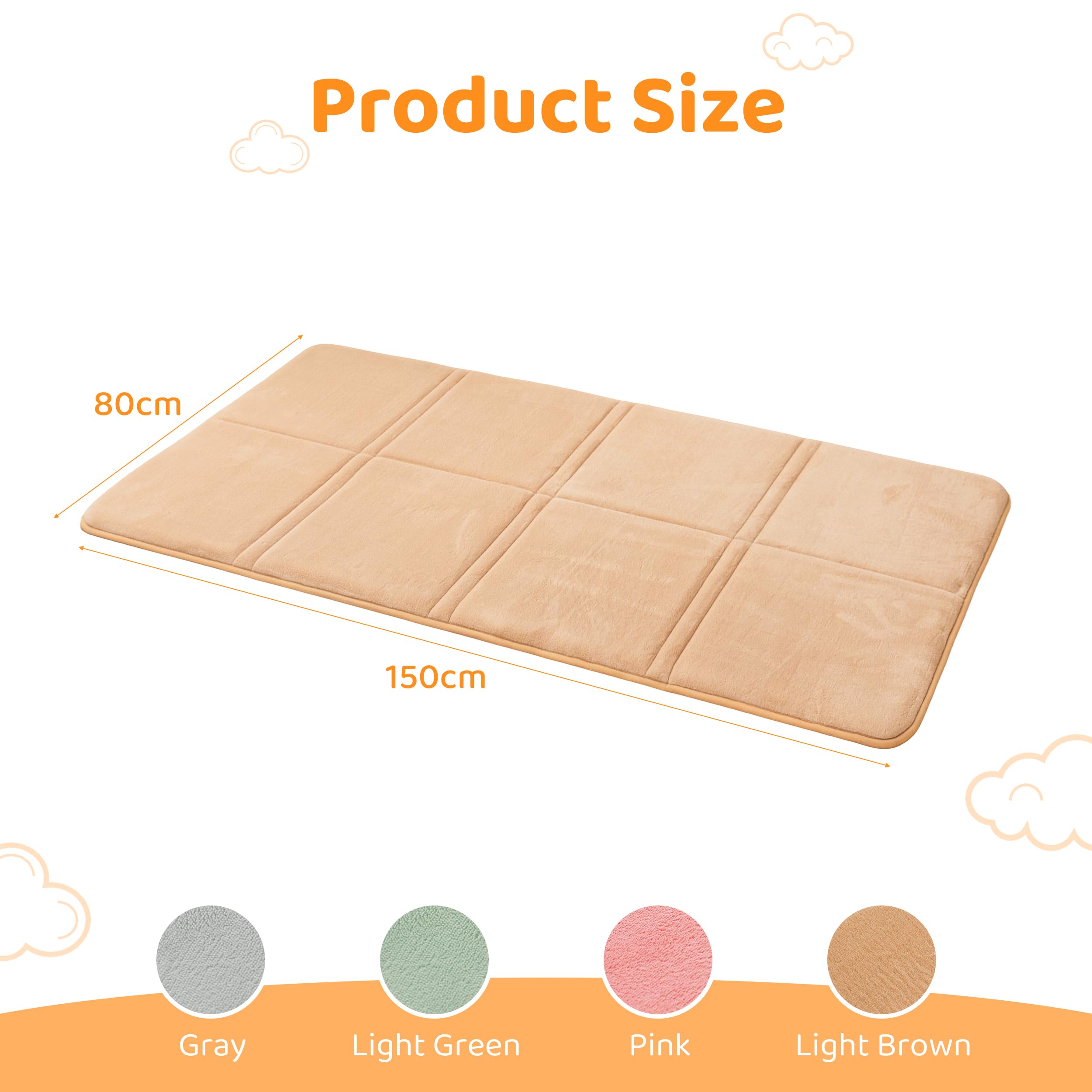 BYBYME 3 cm Thick Foldable Baby Crawling Mat, 80 x 150 cm, Play Mat with Non-Slip Underside - Image 2