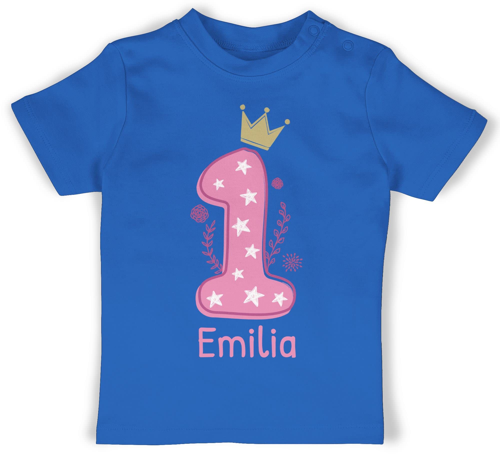 Geschenk mit Namen personalisiert by Shirtracer - Baby T-Shirt Mädchen Jungen - 1. - Ich Bin eins I Geburtstag EIN Jahr alt